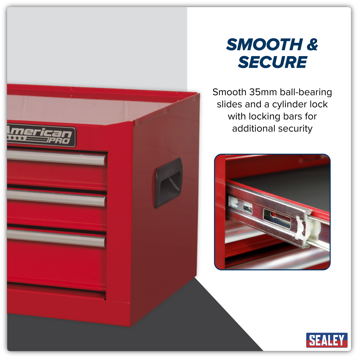 American Pro AP223 American PRO® Mid-Box Tool Chest 3 Drawer - Red