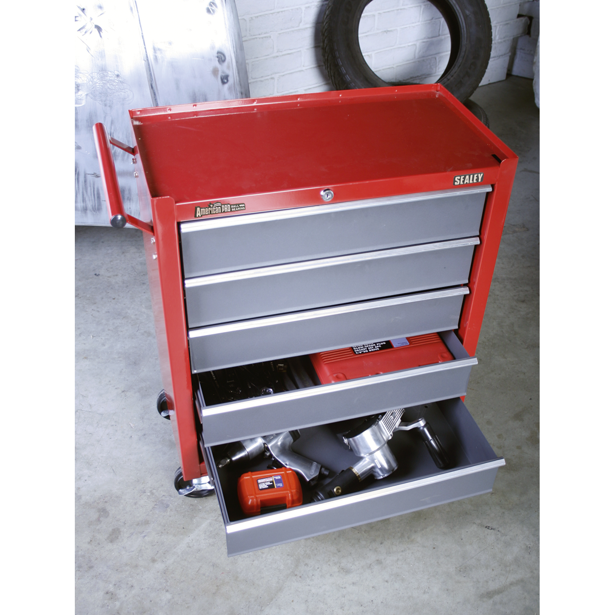 American Pro AP22505BB American PRO® Rollcab 5 Drawer - Red/Grey