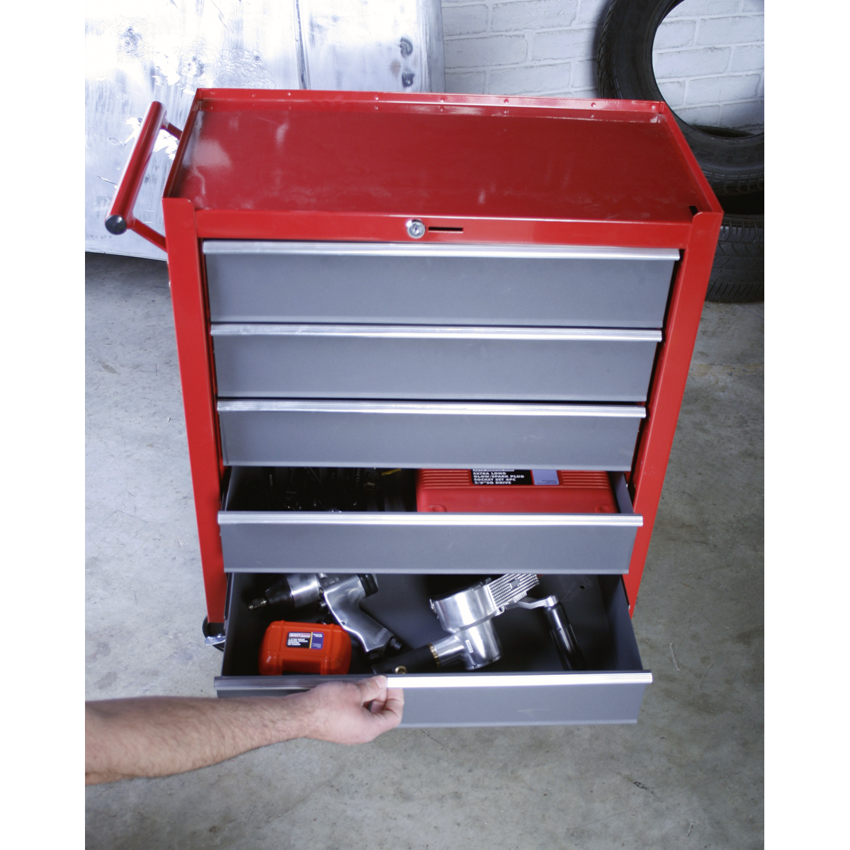 American Pro AP22505BB American PRO® Rollcab 5 Drawer - Red/Grey