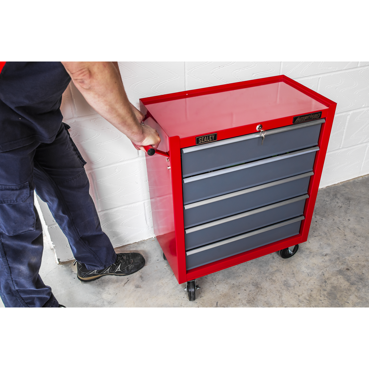 American Pro AP22505BB American PRO® Rollcab 5 Drawer - Red/Grey