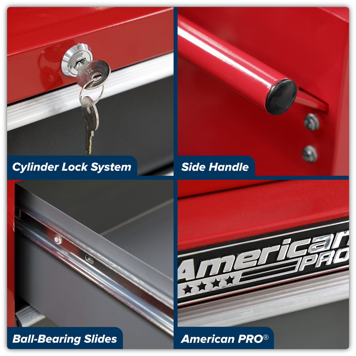 American Pro AP22505BB American PRO® Rollcab 5 Drawer - Red/Grey