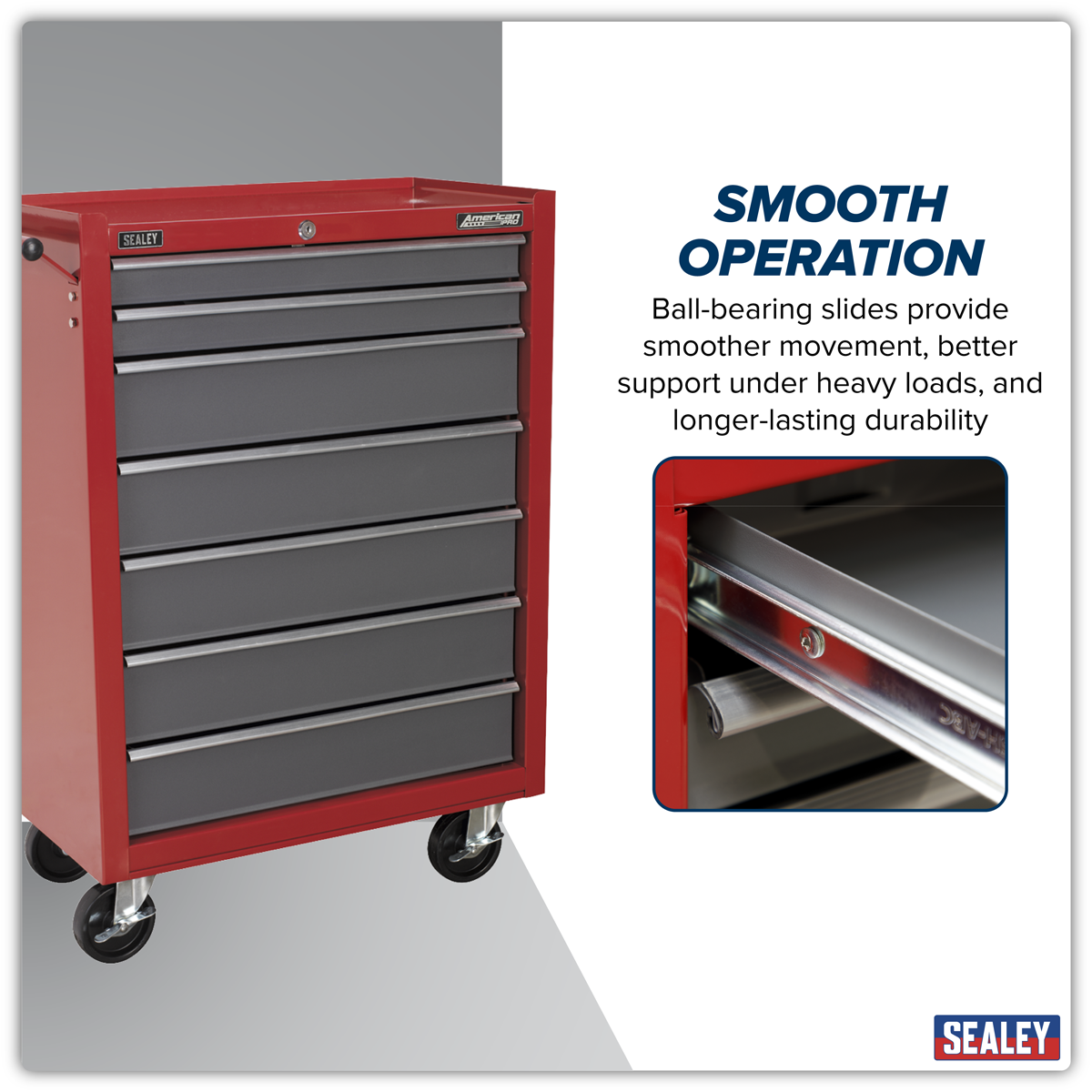 American Pro AP22507BB American PRO® Rollcab 7 Drawer - Red/Grey