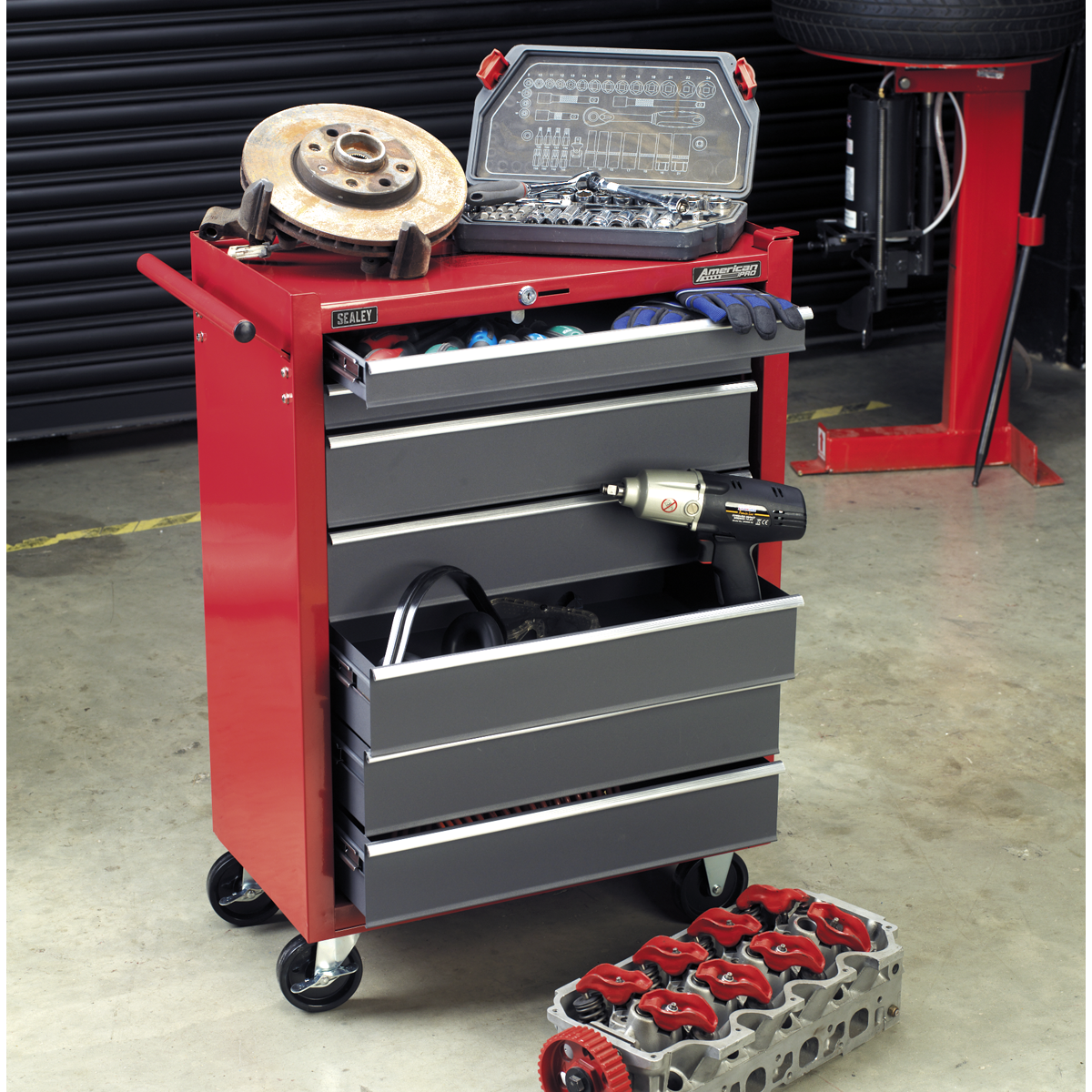American Pro AP22507BB American PRO® Rollcab 7 Drawer - Red/Grey