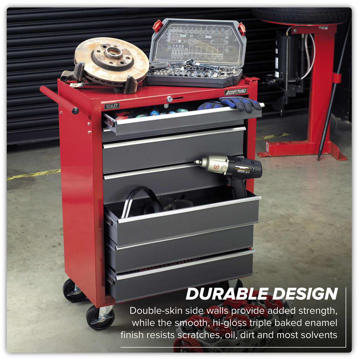 American Pro AP22507BB American PRO® Rollcab 7 Drawer - Red/Grey