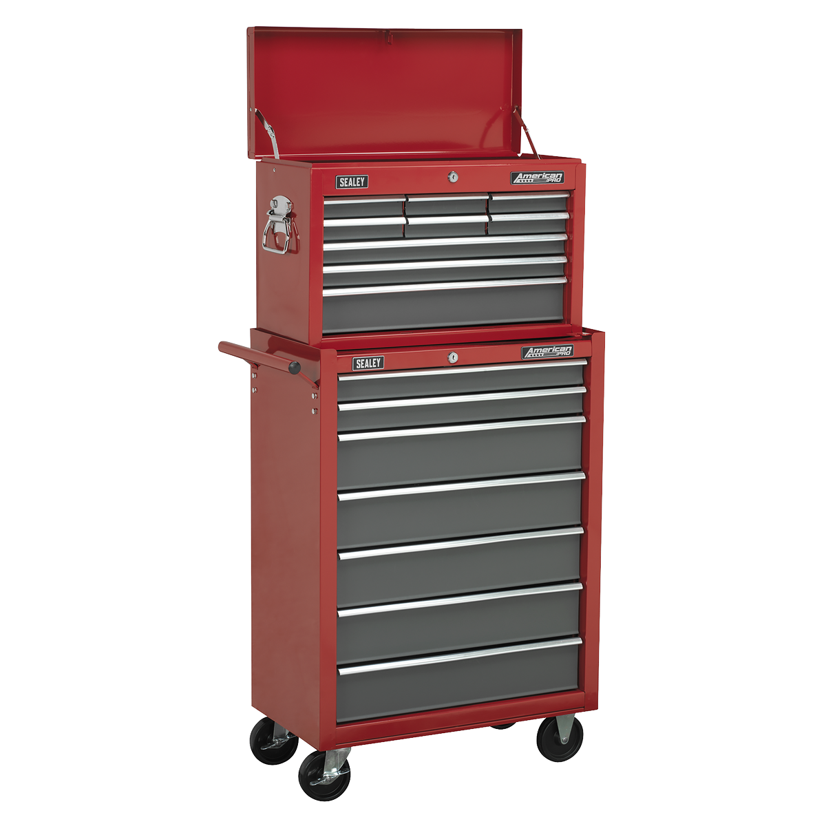 American Pro AP22509BB American PRO® Topchest 9 Drawer - Red/Grey