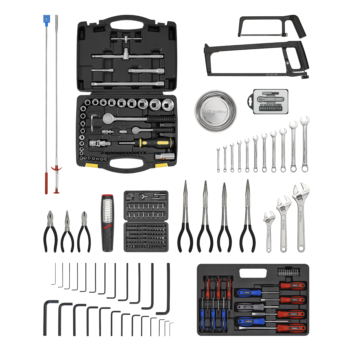 American Pro AP2250BBCOMBO American PRO® Topchest & Rollcab Combination 14 Drawer with 281pc Tool Kit - Red/Grey