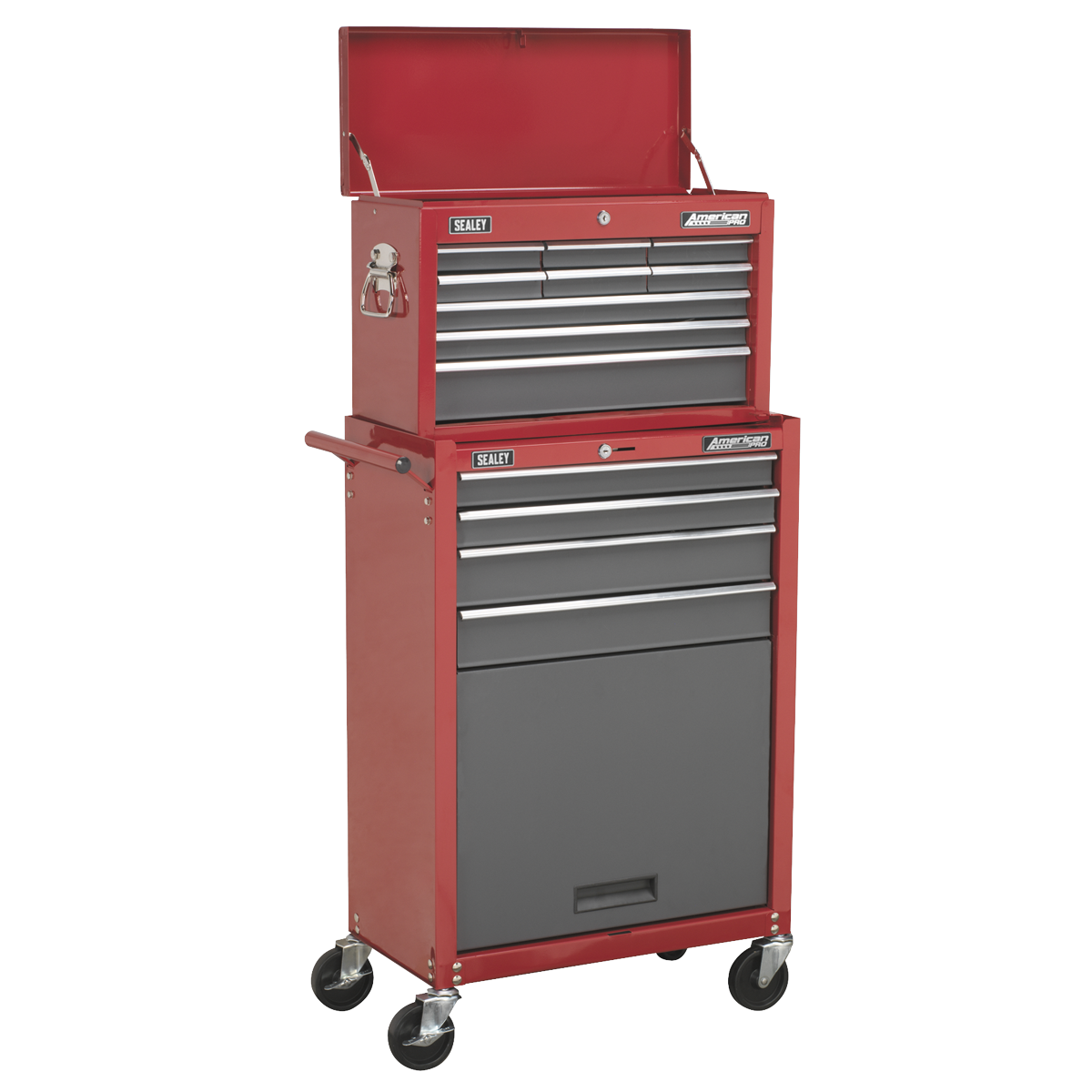 American Pro AP22513BB American PRO® Topchest & Rollcab Combination 13 Drawer - Red/Grey