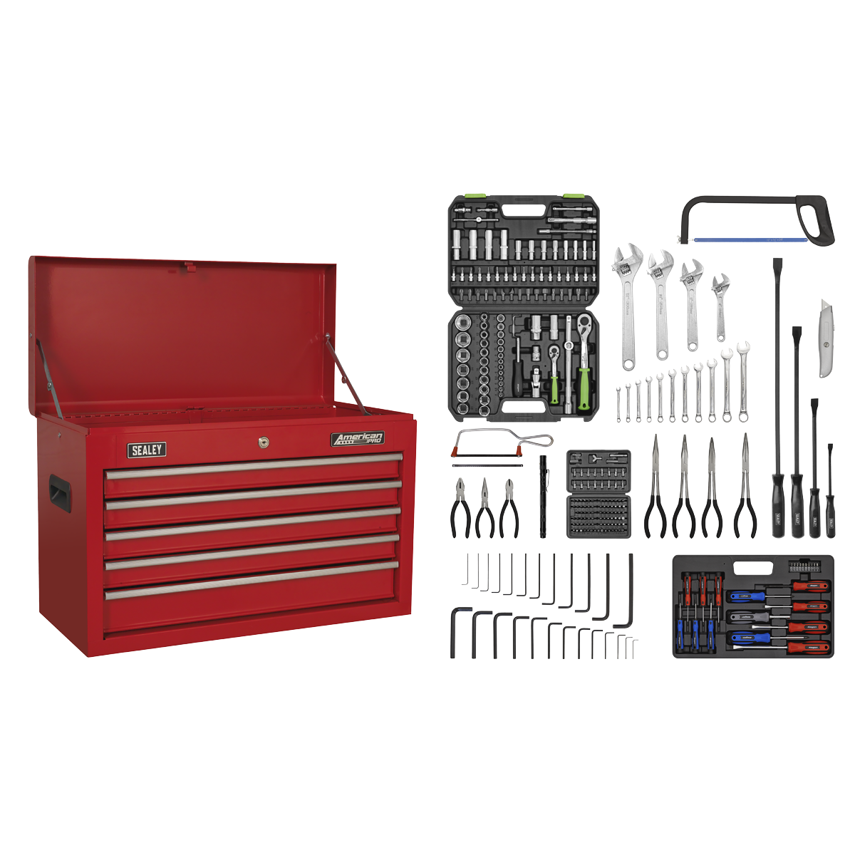 American Pro AP225COMBO American PRO® Topchest 5 Drawer with 272pc Tool Kit - Red