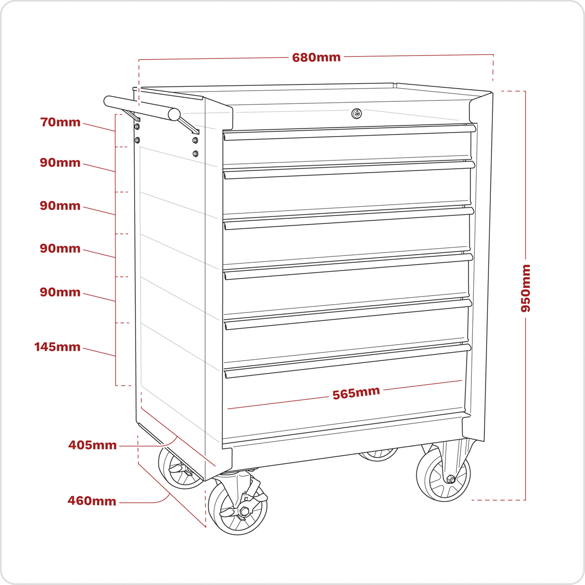 American Pro AP226B American PRO® Rollcab 6 Drawer - Black