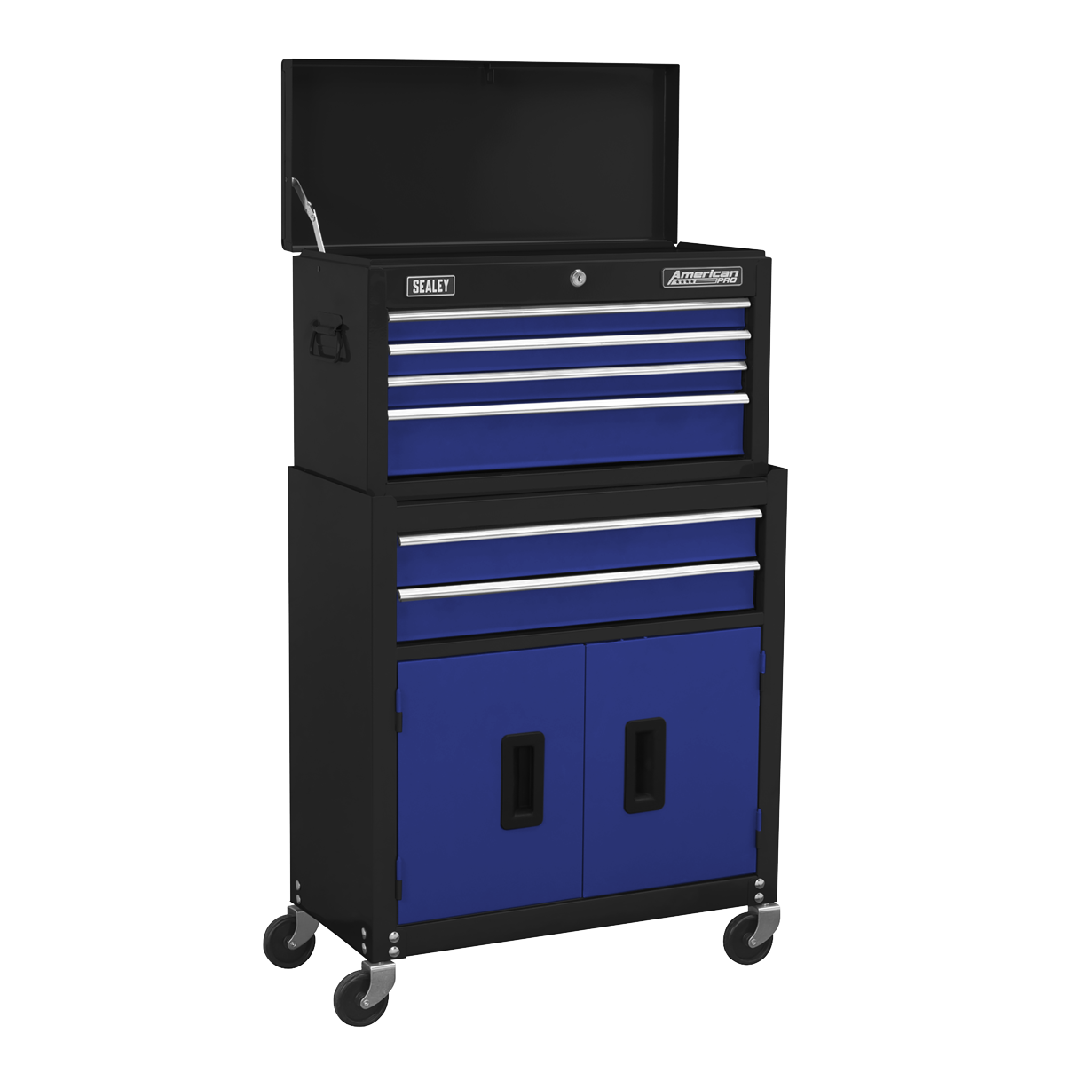 American Pro AP22BCOMBO American PRO® Topchest & Rollcab Combination 6 Drawer with 170pc Tool Kit - Blue/Black