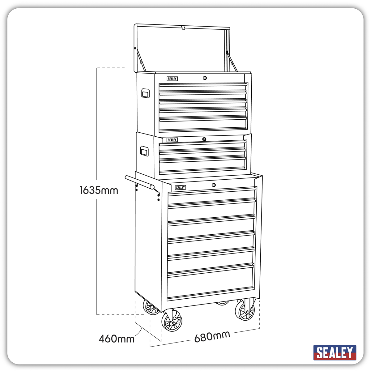American Pro AP22BSTACK American PRO® Topchest, Mid-Box Tool Chest & Rollcab Stack 14 Drawer - Black