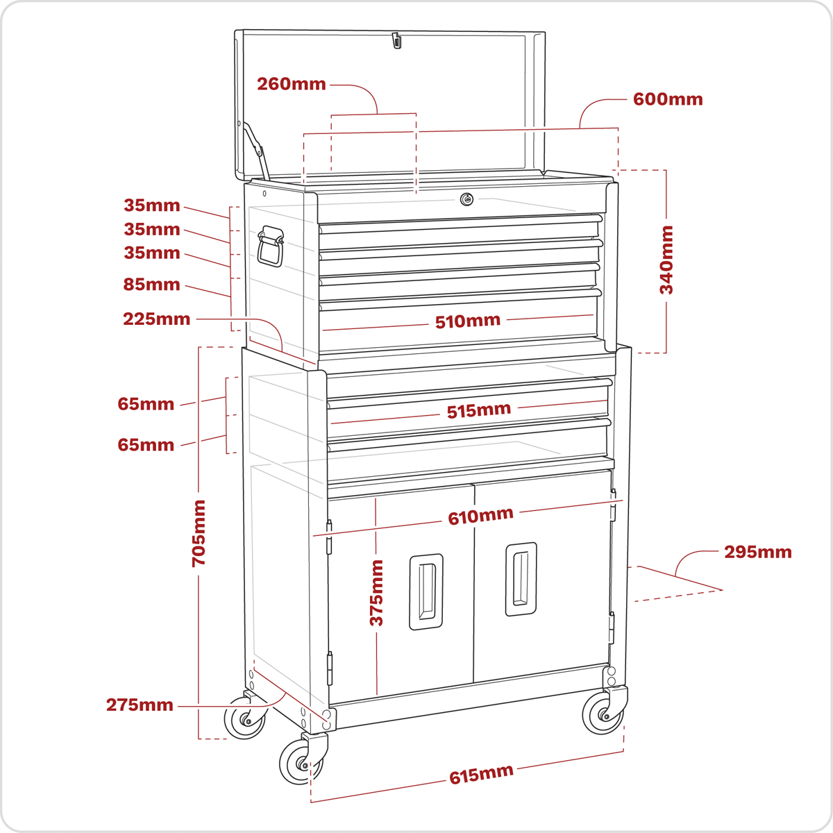 American Pro AP22B American PRO® Topchest & Rollcab Combination 6 Drawer - Blue