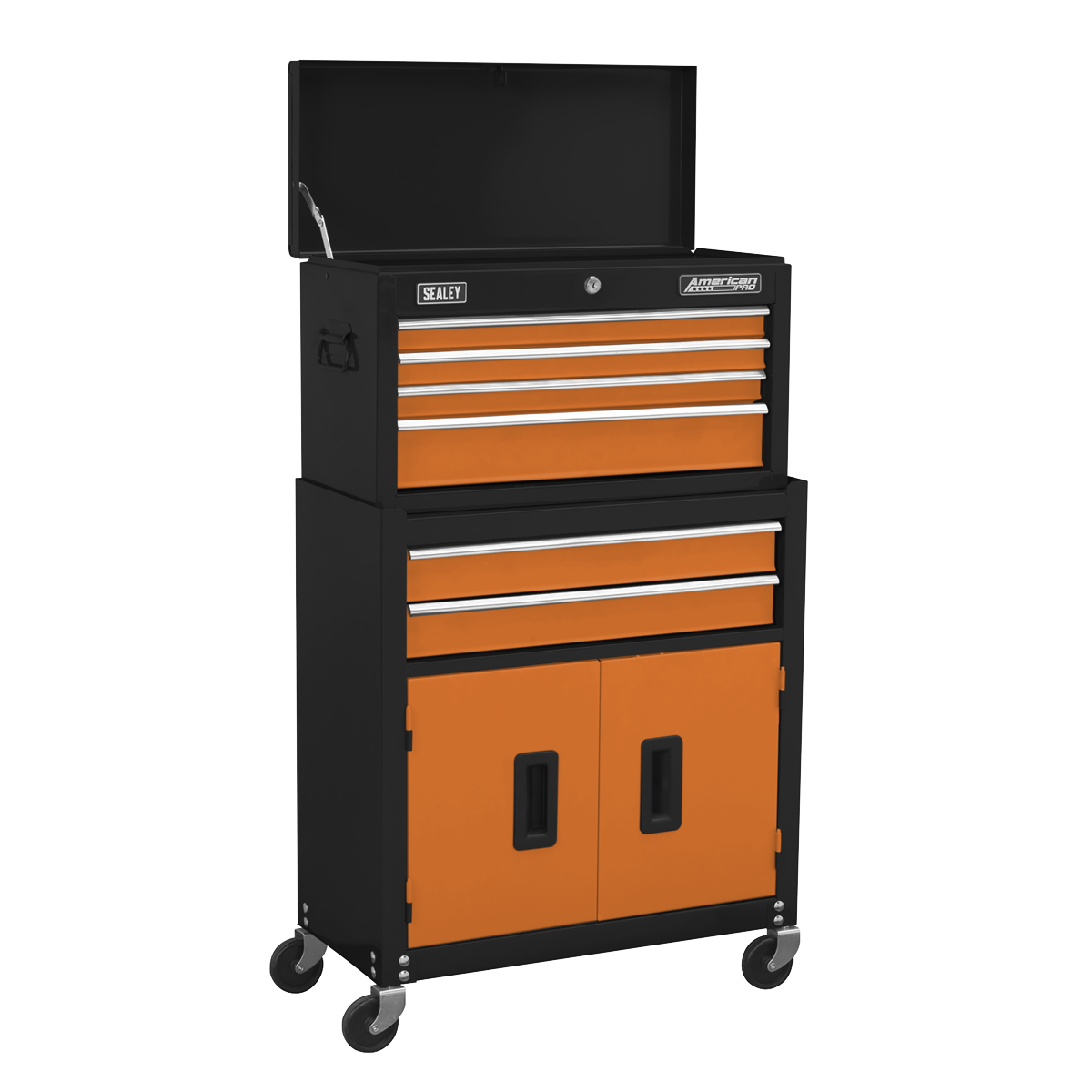 American Pro AP22OCOMBO American PRO® Topchest & Rollcab Combination 6 Drawer with 170pc Tool Kit - Orange/Black
