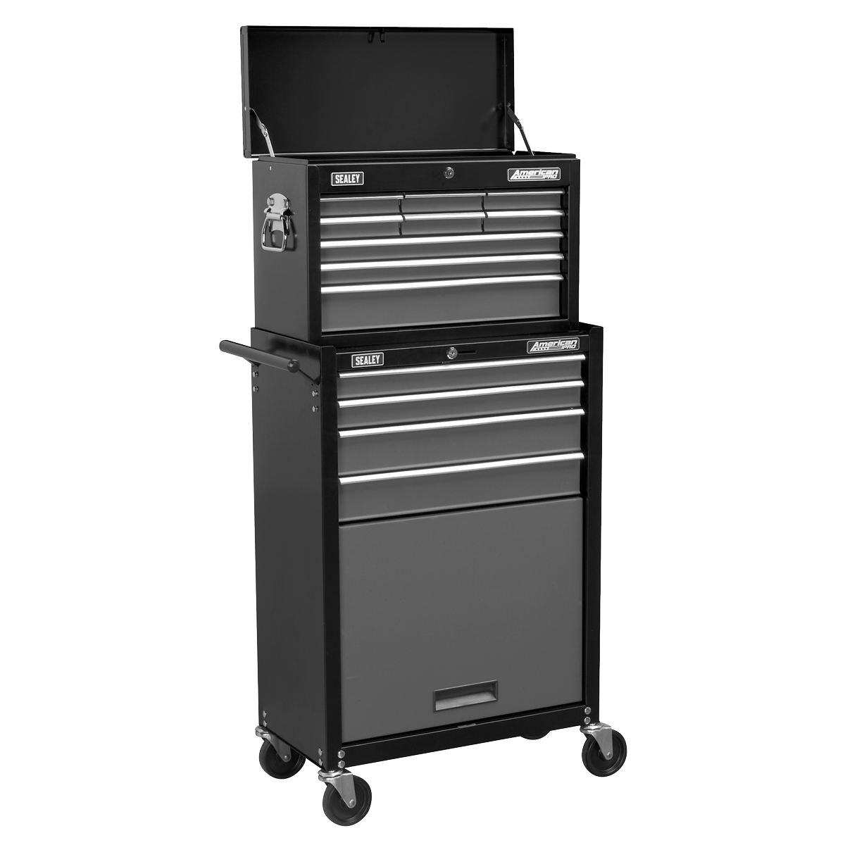 American Pro AP2513B American PRO® Topchest & Rollcab Combination 13 Drawer - Black/Grey