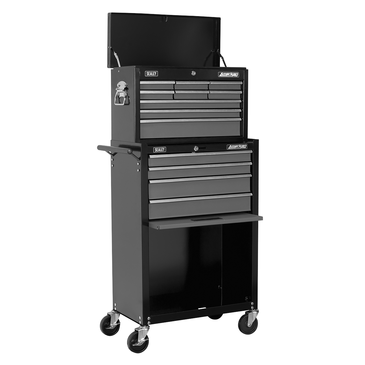 American Pro AP2513B American PRO® Topchest & Rollcab Combination 13 Drawer - Black/Grey