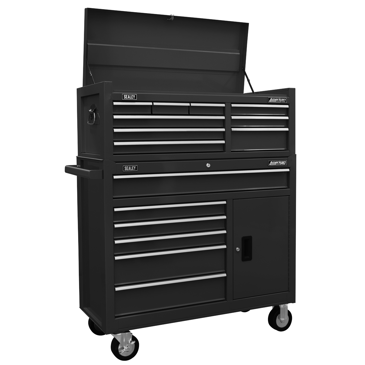 American Pro AP41STACKB American PRO® Topchest & Rollcab Combination 15 Drawer - Black
