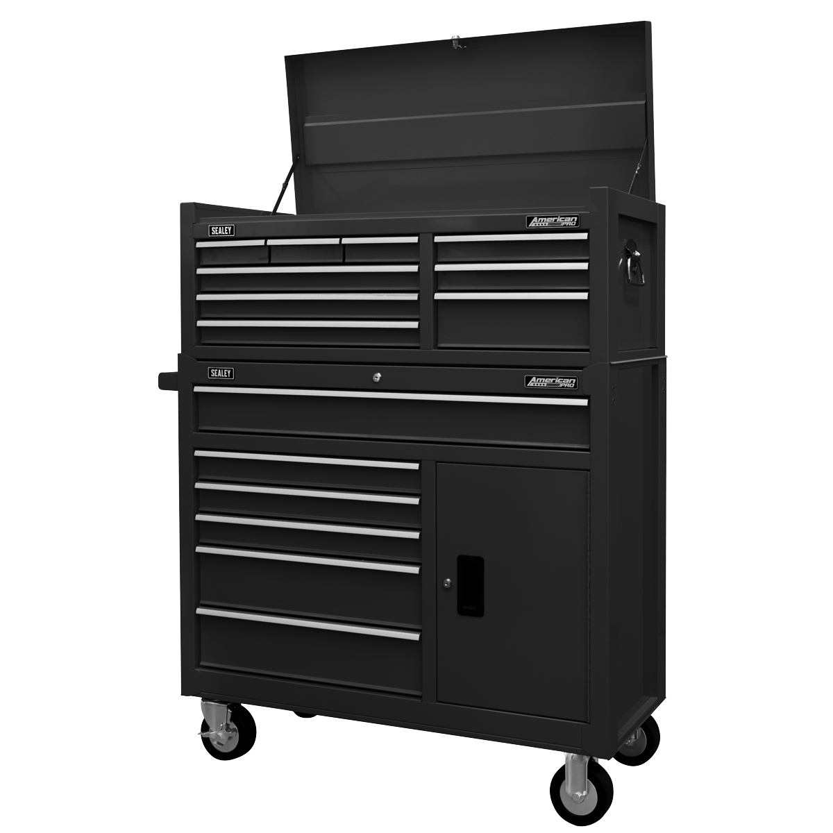 American Pro AP41STACKB American PRO® Topchest & Rollcab Combination 15 Drawer - Black