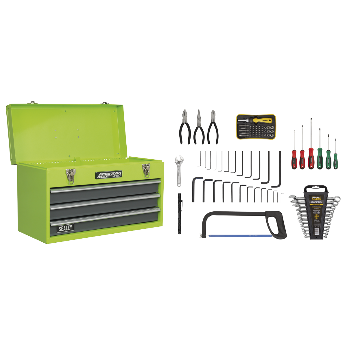 American Pro AP9243BBHVCOM American PRO® Tool Chest 3 Drawer with 93pc Tool Kit