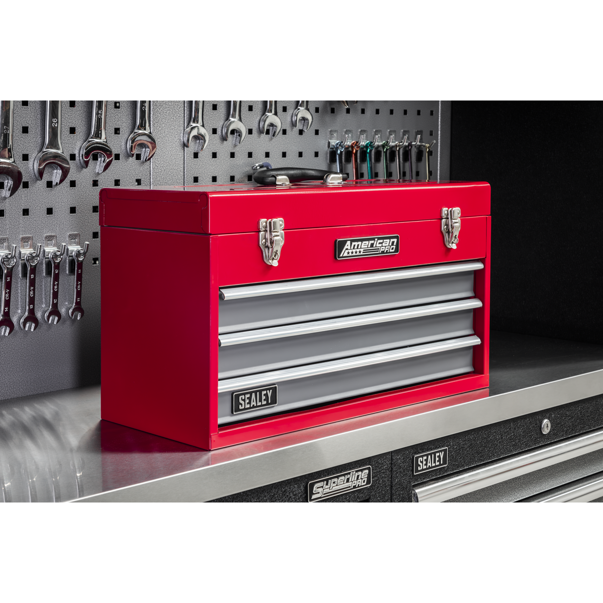 American Pro AP9243BB American PRO® Tool Chest 3 Drawer - Red/Grey