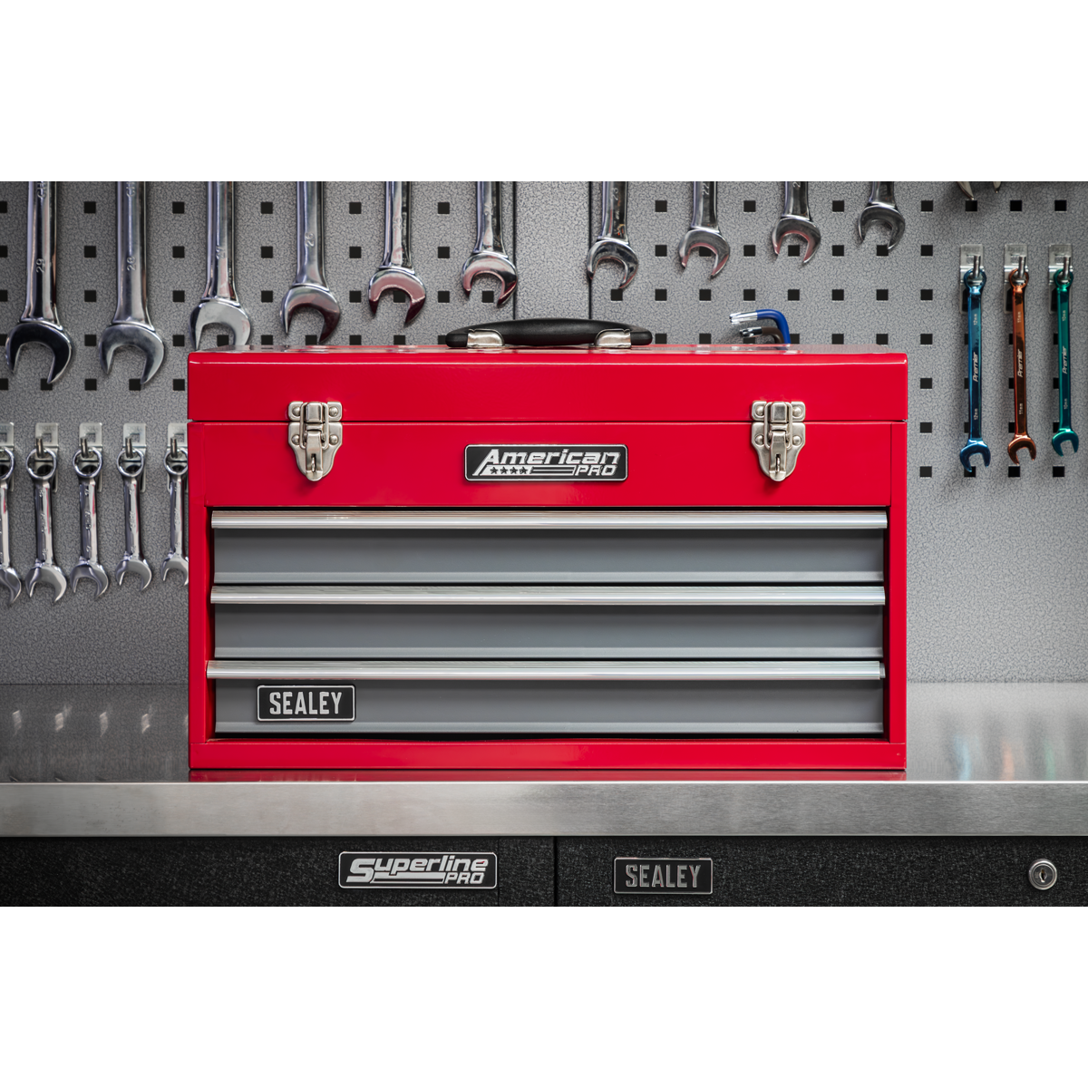 American Pro AP9243BB American PRO® Tool Chest 3 Drawer - Red/Grey