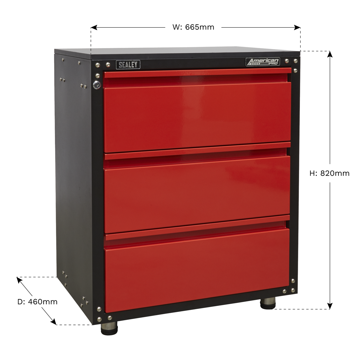 American Pro APMS82 American PRO® Modular Cabinet with Worktop 3 Drawer 665mm