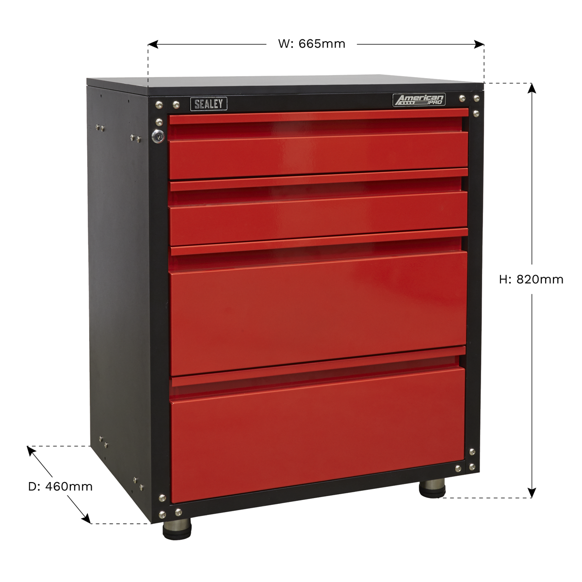 American Pro APMS84 American PRO® Modular Cabinet with Worktop 4 Drawer 665mm