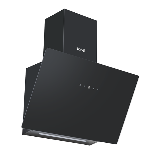 Baridi DH105 Baridi Angled Chimney Cooker Hood with Touch Controls & Carbon Filters 60cm - Black Glass