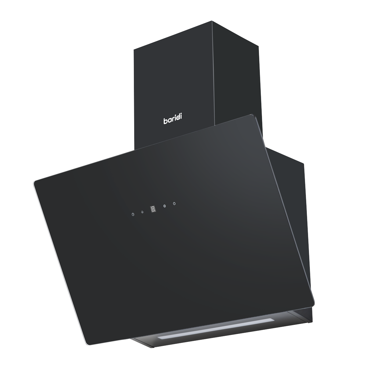 Baridi DH105 Baridi Angled Chimney Cooker Hood with Touch Controls & Carbon Filters 60cm - Black Glass