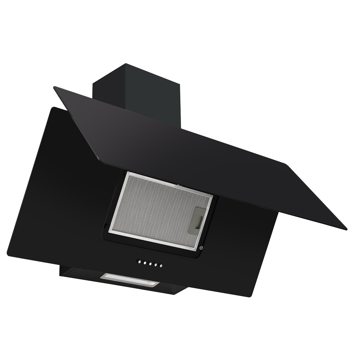 Baridi DH106 Baridi Angled Chimney Cooker Hood with Carbon Filters & LED Lamp 90cm, Energy Class A - Black Glass