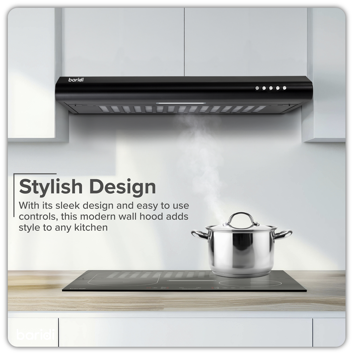Baridi DH107 Baridi Visor Cooker Hood Extractor Fan 60cm - Black