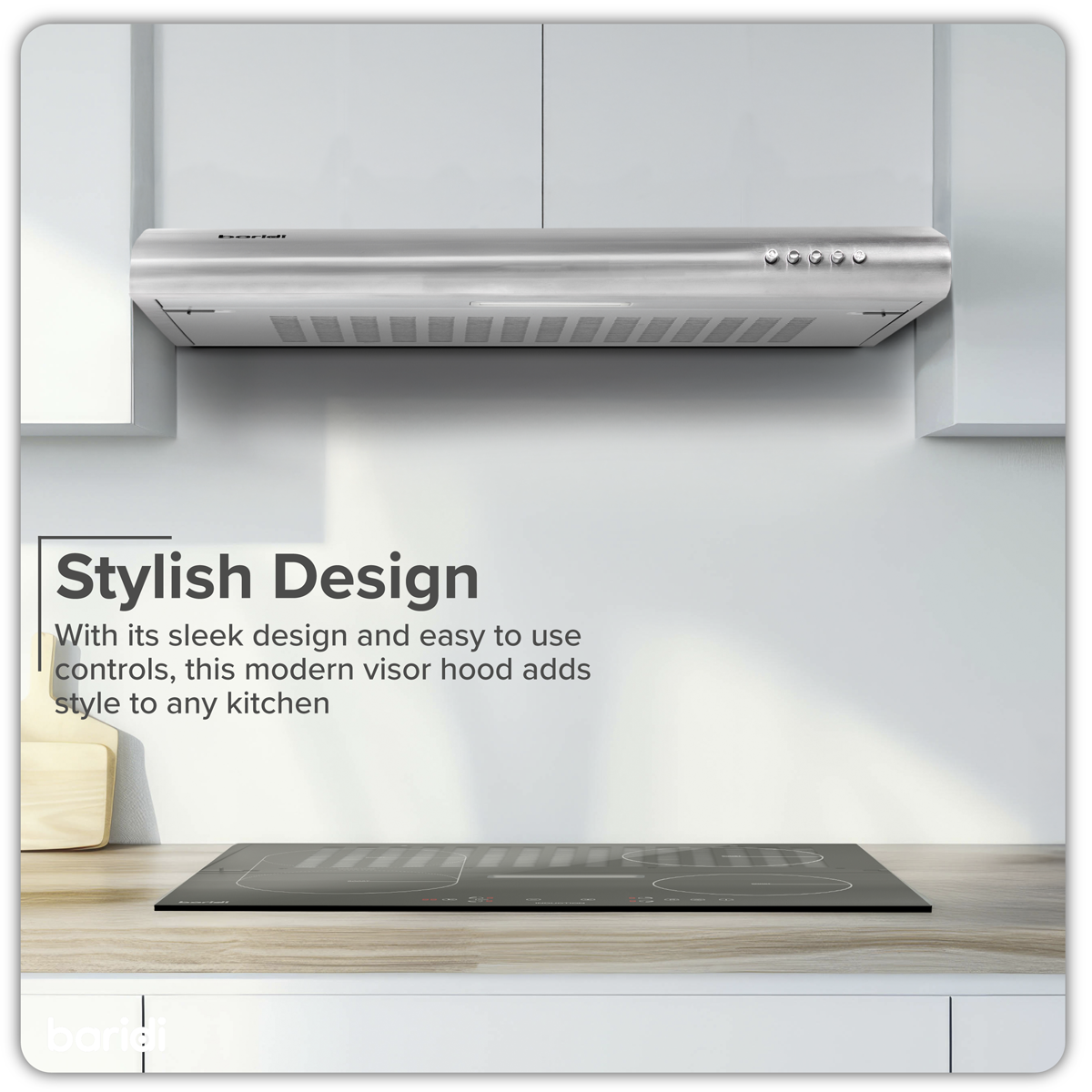 Baridi DH108 Baridi Visor Cooker Hood Extractor Fan 60cm - Stainless Steel