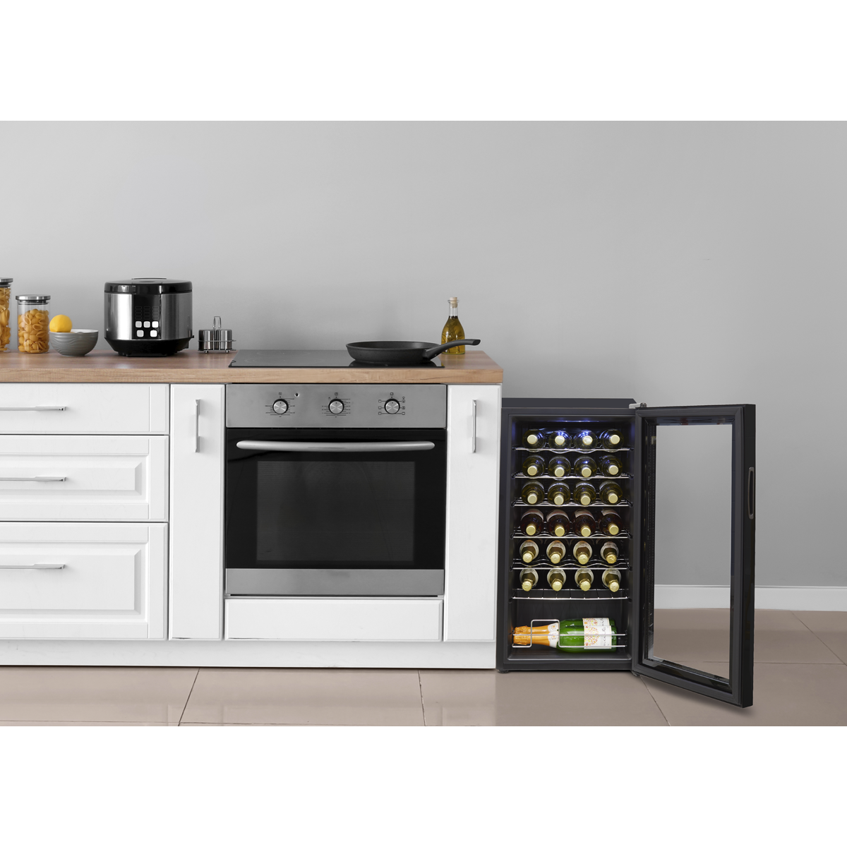 Baridi DH10 Baridi 28 Bottle Wine Fridge with Digital Touch Screen Controls & LED Light - Black