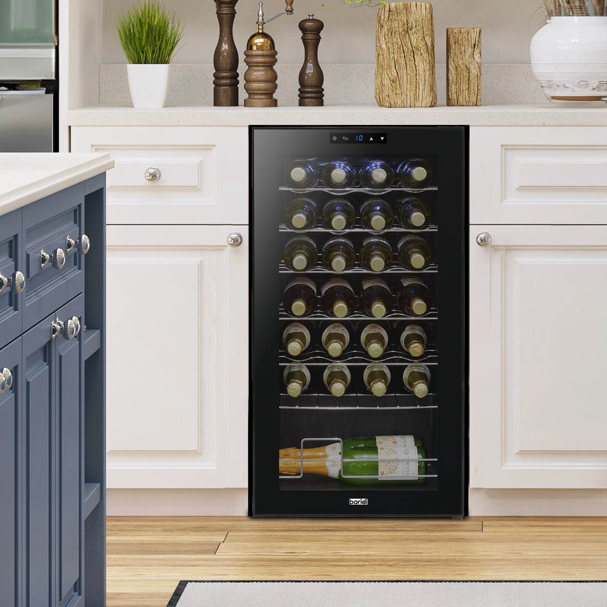 Baridi DH10 Baridi 28 Bottle Wine Fridge with Digital Touch Screen Controls & LED Light - Black