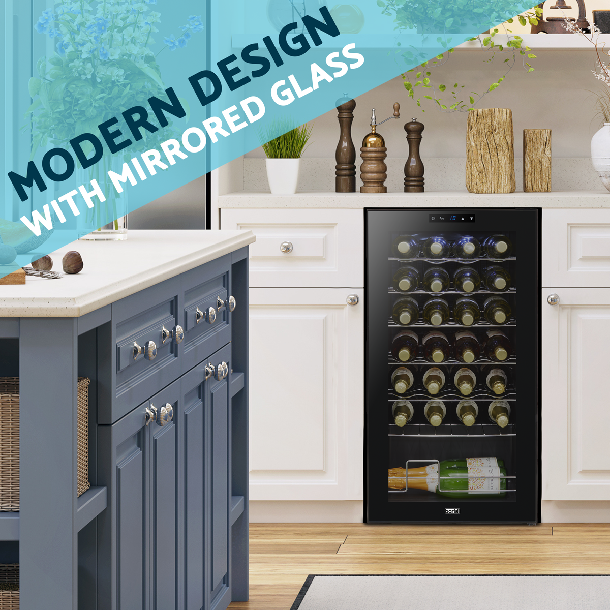 Baridi DH10 Baridi 28 Bottle Wine Fridge with Digital Touch Screen Controls & LED Light - Black