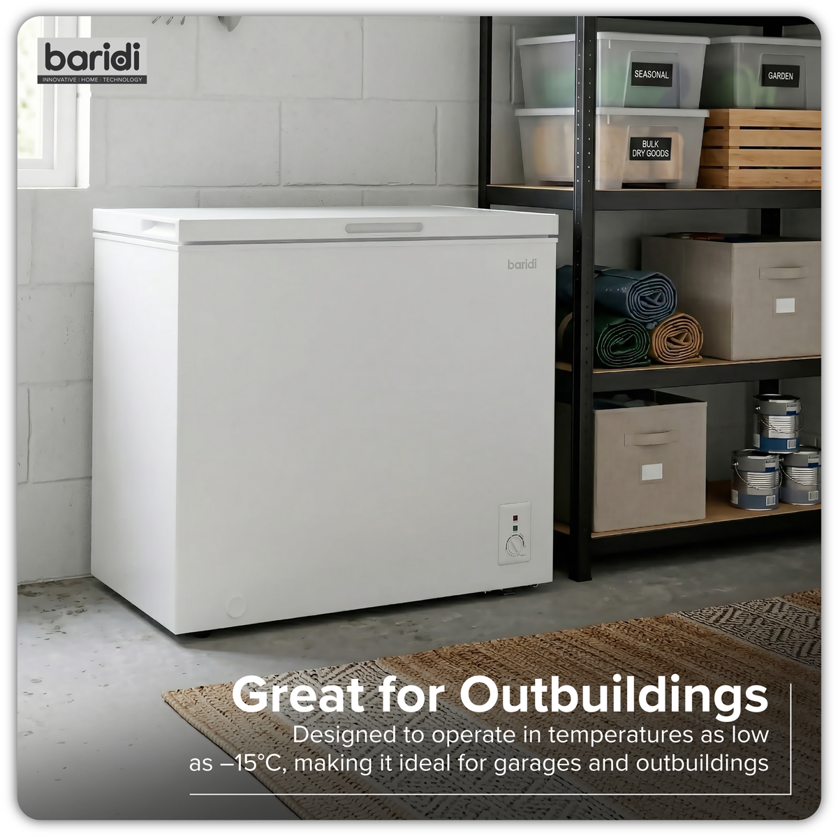 Baridi DH111 Baridi Freestanding Chest Freezer 199L Capacity - White