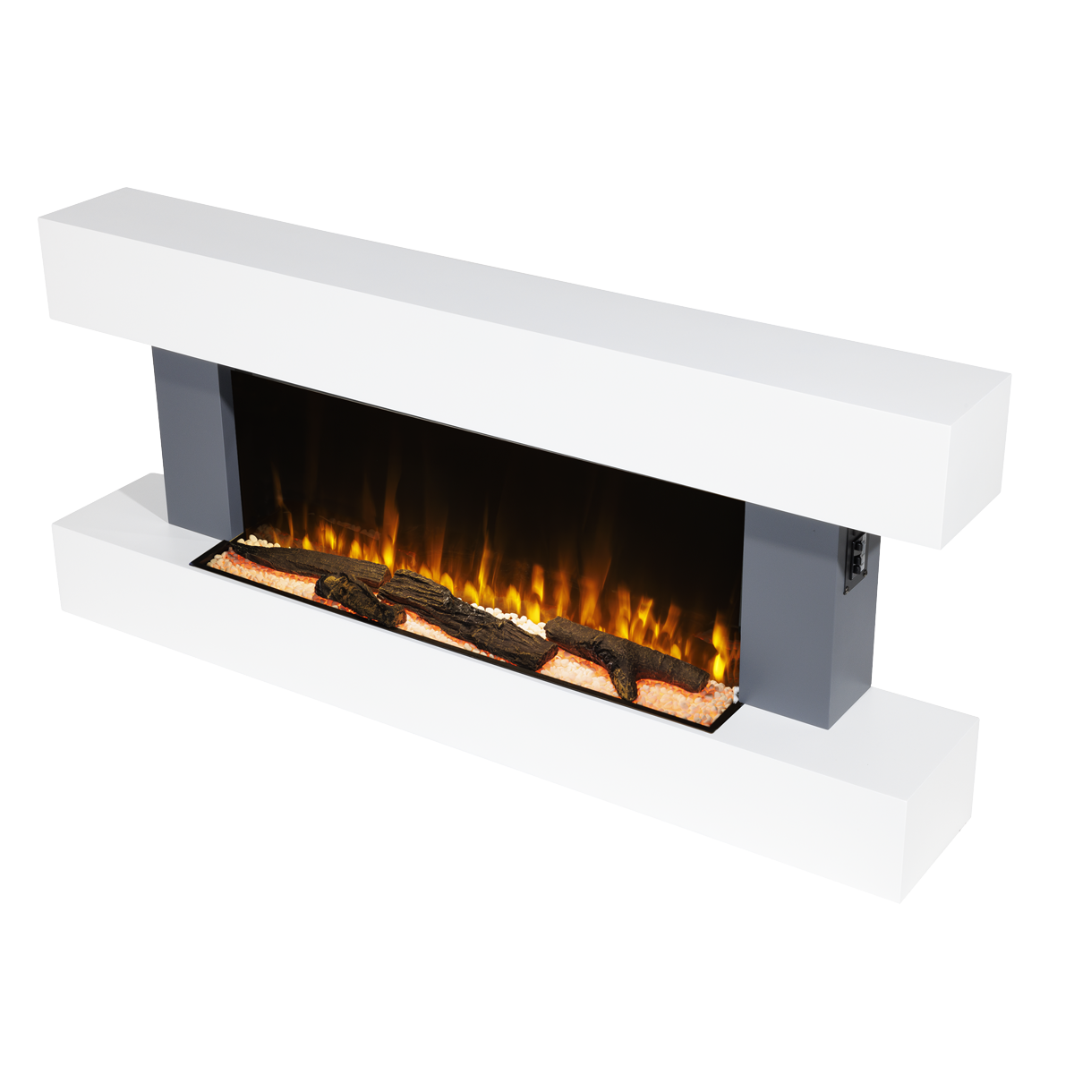 Baridi DH112 Baridi Wall Mounting Electric Fireplace with LED Flame Effect 52" - Grey