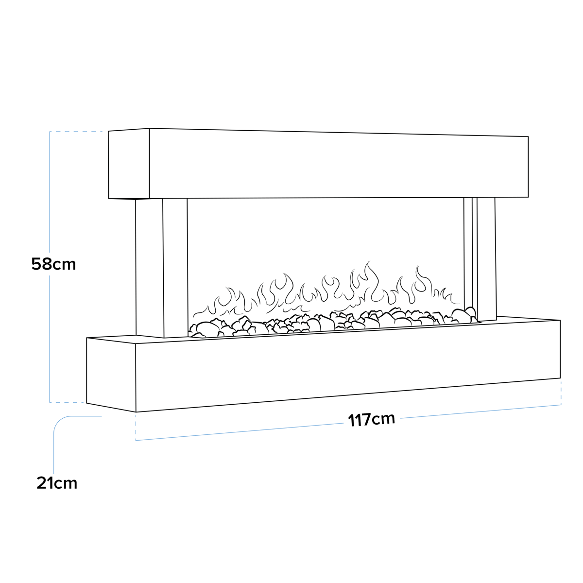Baridi DH113 Baridi Wall Mounting Electric Fireplace with LED Flame Effect 46" - White