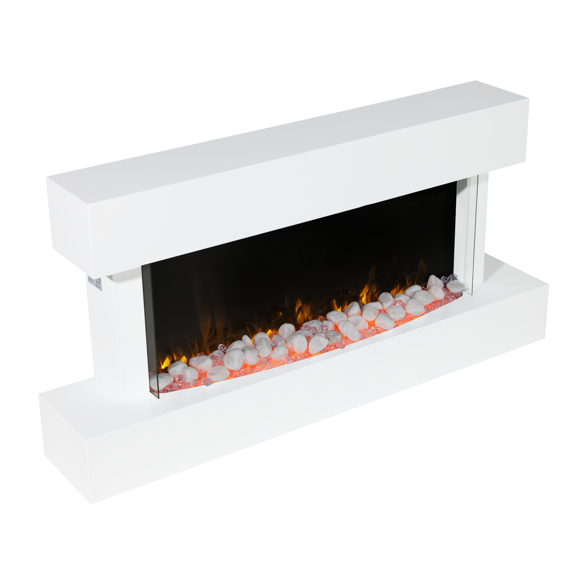 Baridi DH113 Baridi Wall Mounting Electric Fireplace with LED Flame Effect 46" - White
