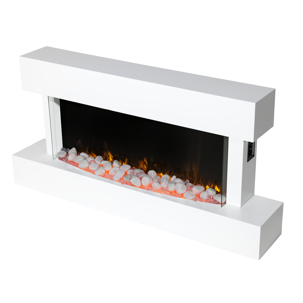 Baridi DH113 Baridi Wall Mounting Electric Fireplace with LED Flame Effect 46" - White