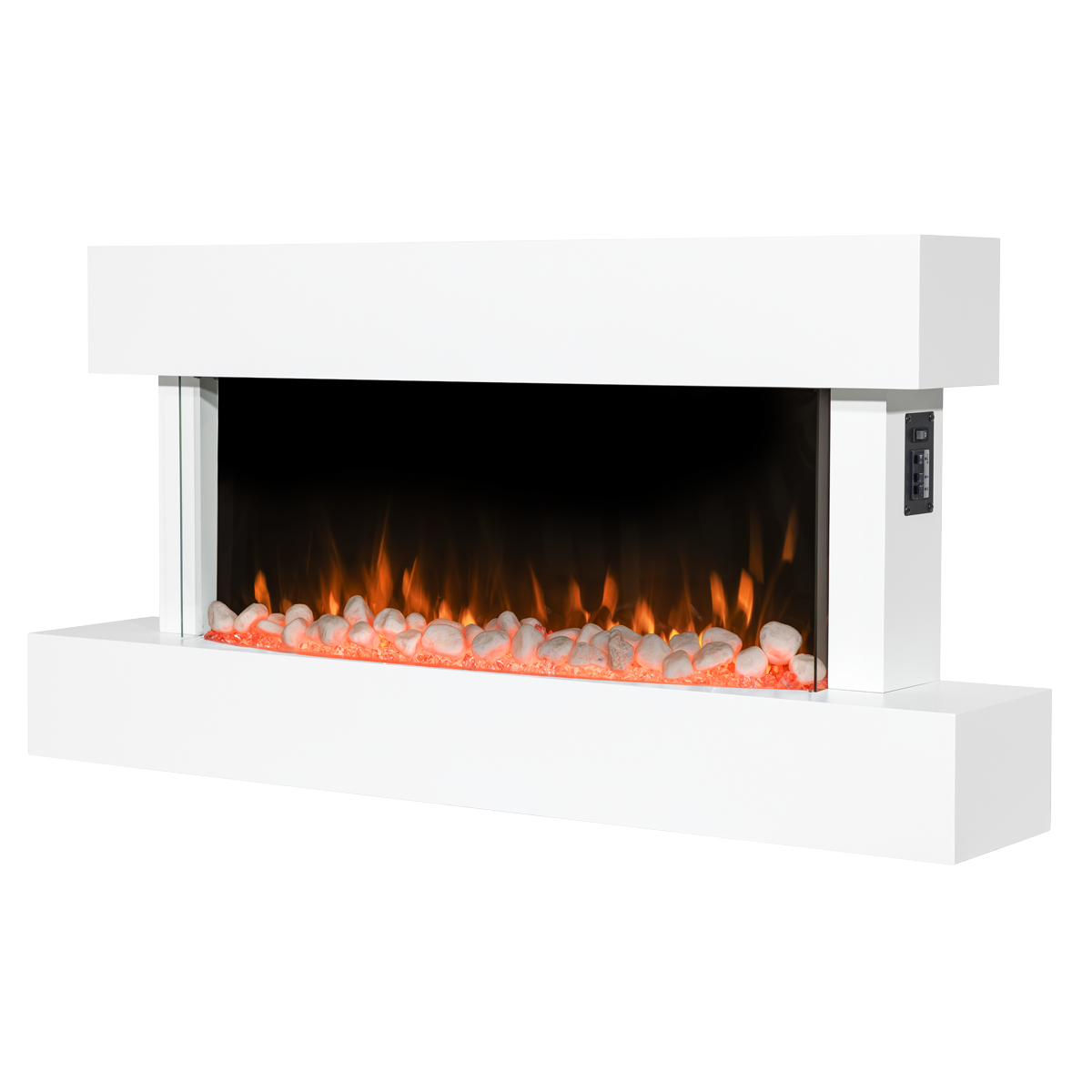 Baridi DH113 Baridi Wall Mounting Electric Fireplace with LED Flame Effect 46" - White
