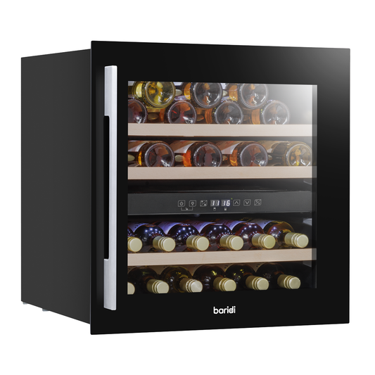 Baridi DH117 Baridi 36 Bottle Built-In Wine Cooler with Beech Wood Shelves & LED Light - Black