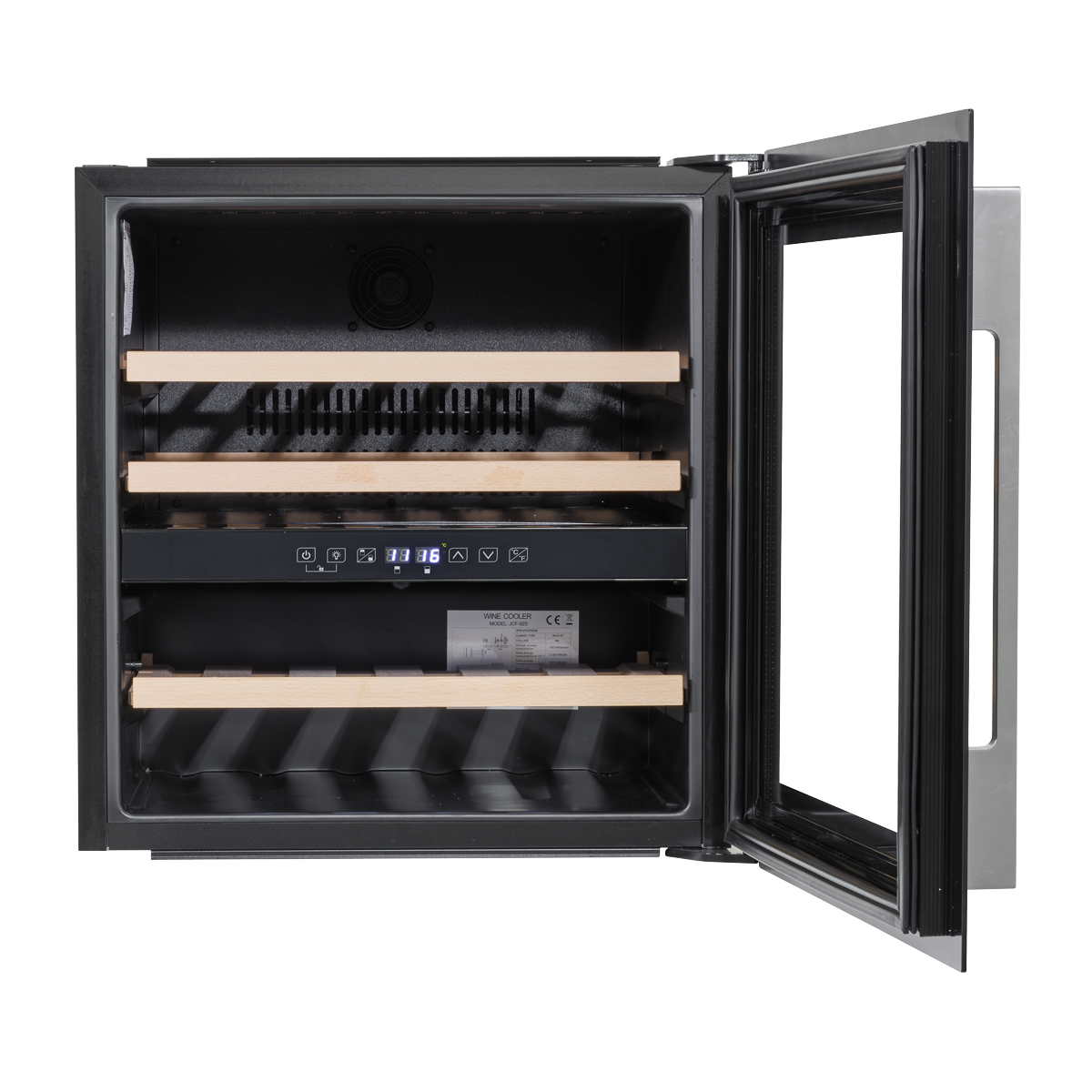 Baridi DH117 Baridi 36 Bottle Built-In Wine Cooler with Beech Wood Shelves & LED Light - Black