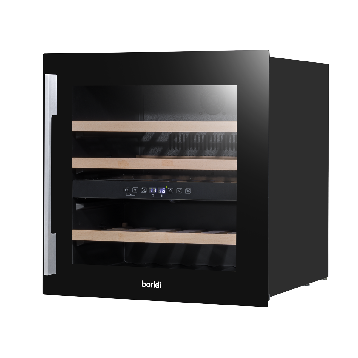 Baridi DH117 Baridi 36 Bottle Built-In Wine Cooler with Beech Wood Shelves & LED Light - Black