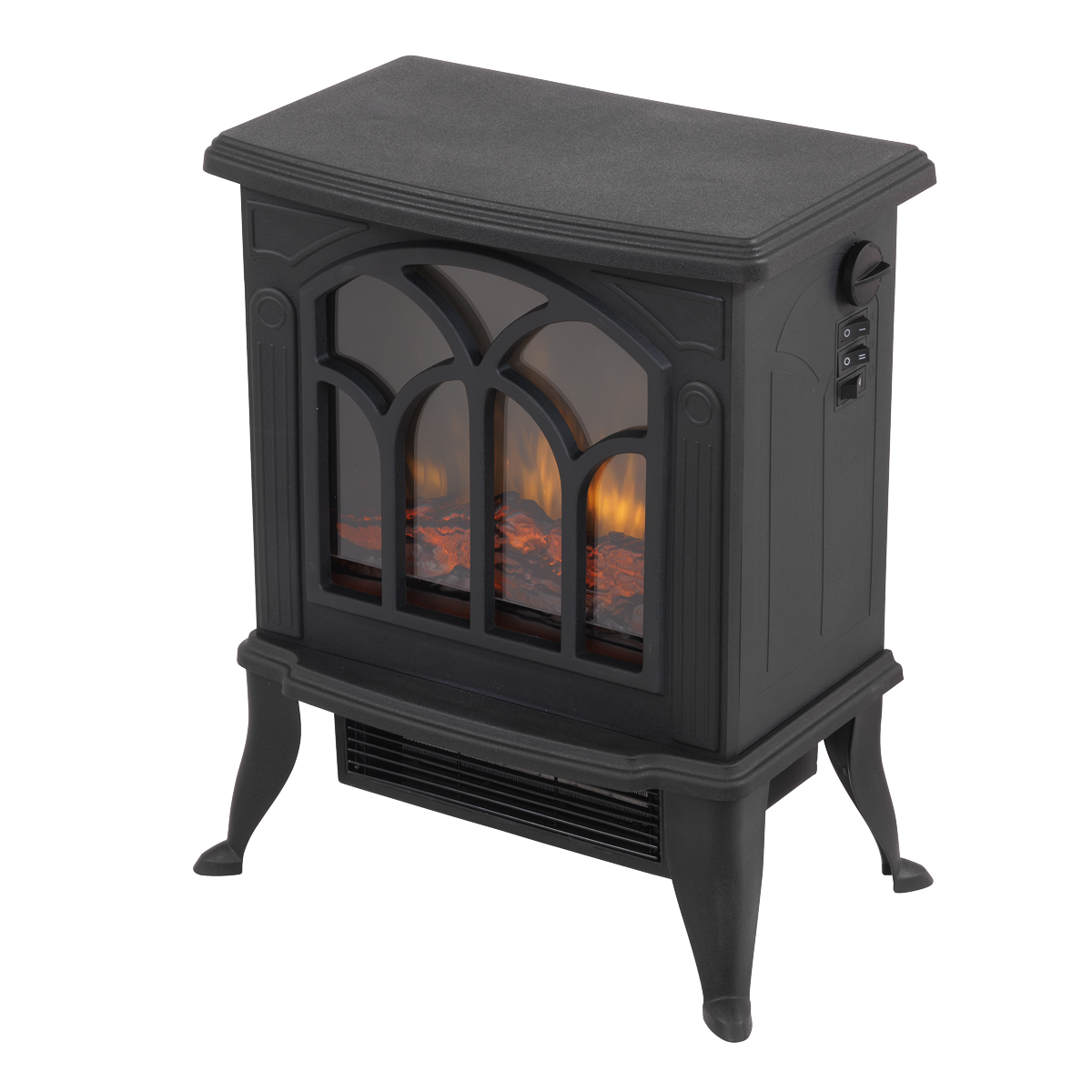 Baridi DH121 Baridi Electric Stove Heater Fireplace with LED Log Flame Effect 1800W – Black