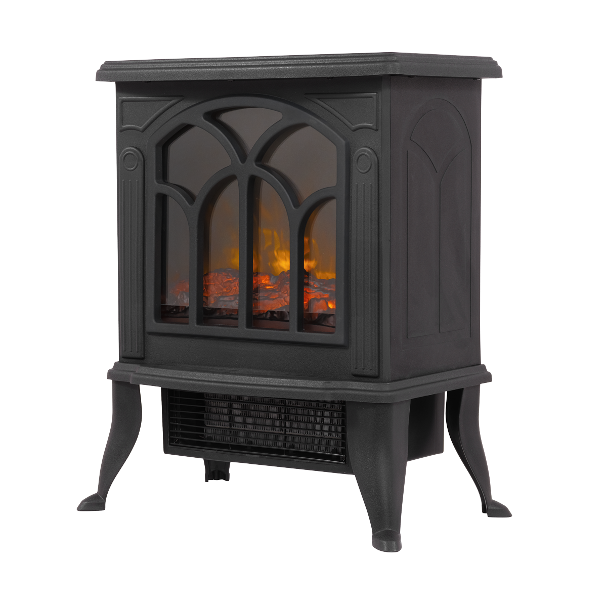 Baridi DH121 Baridi Electric Stove Heater Fireplace with LED Log Flame Effect 1800W – Black