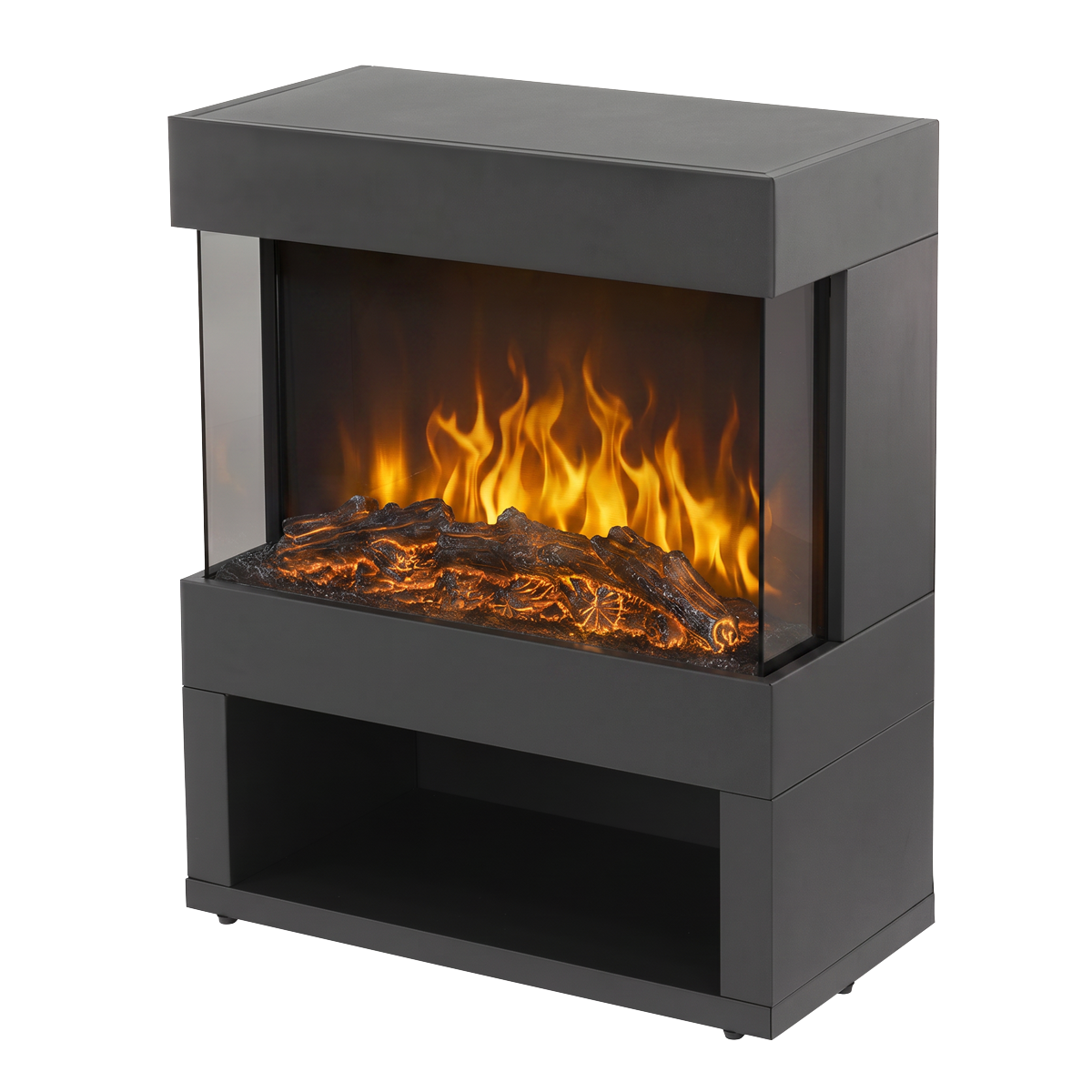 Baridi DH122 Baridi Electric Stove Heater Fireplace with LED Log Flame Effect & Wood Storage 1800W – Black
