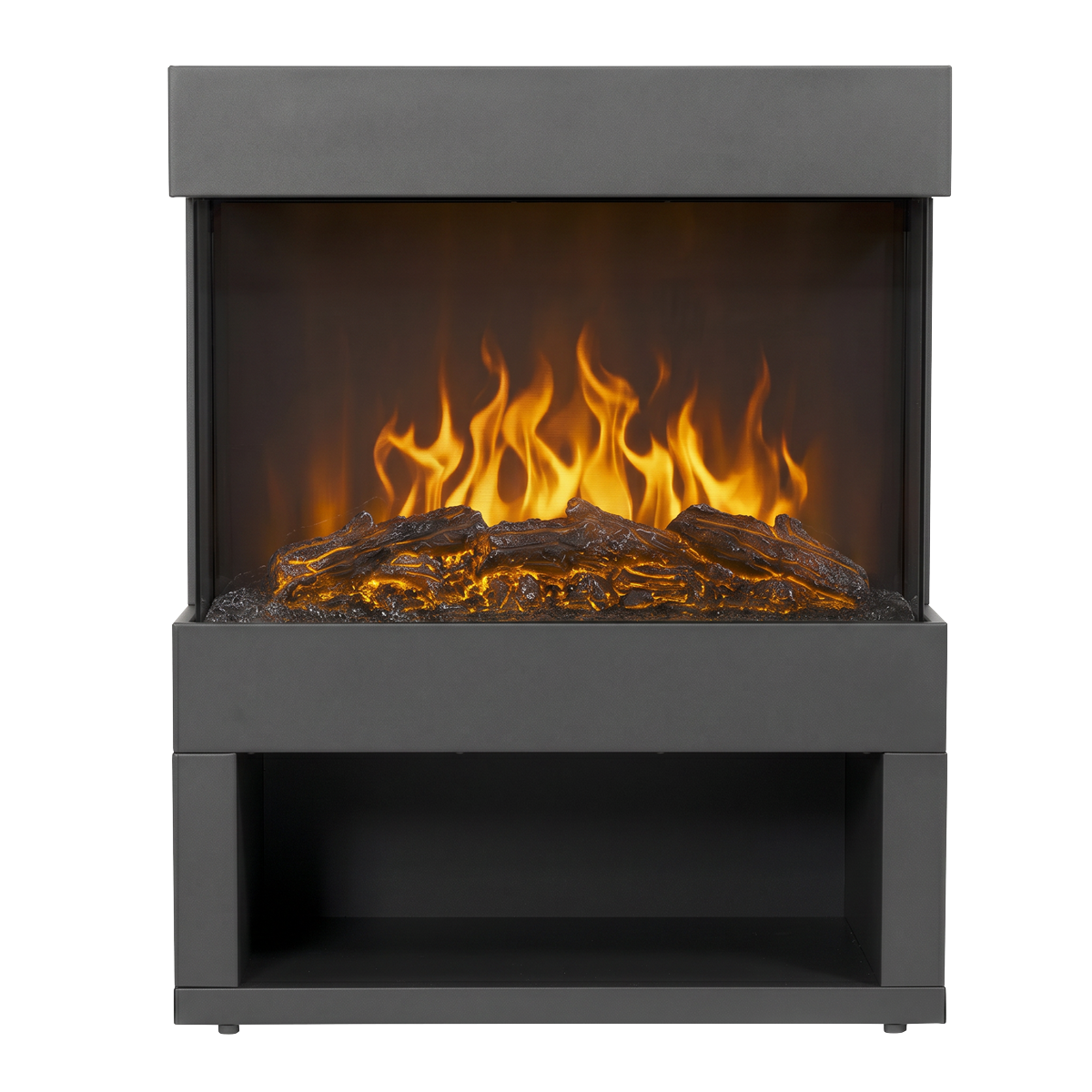 Baridi DH122 Baridi Electric Stove Heater Fireplace with LED Log Flame Effect & Wood Storage 1800W – Black