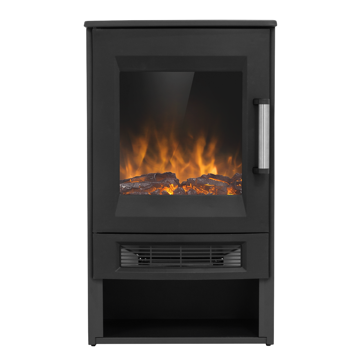 Baridi DH123 Baridi Panoramic Electric Stove Heater with LED Flame Effect & Log Storage 1800W - Black