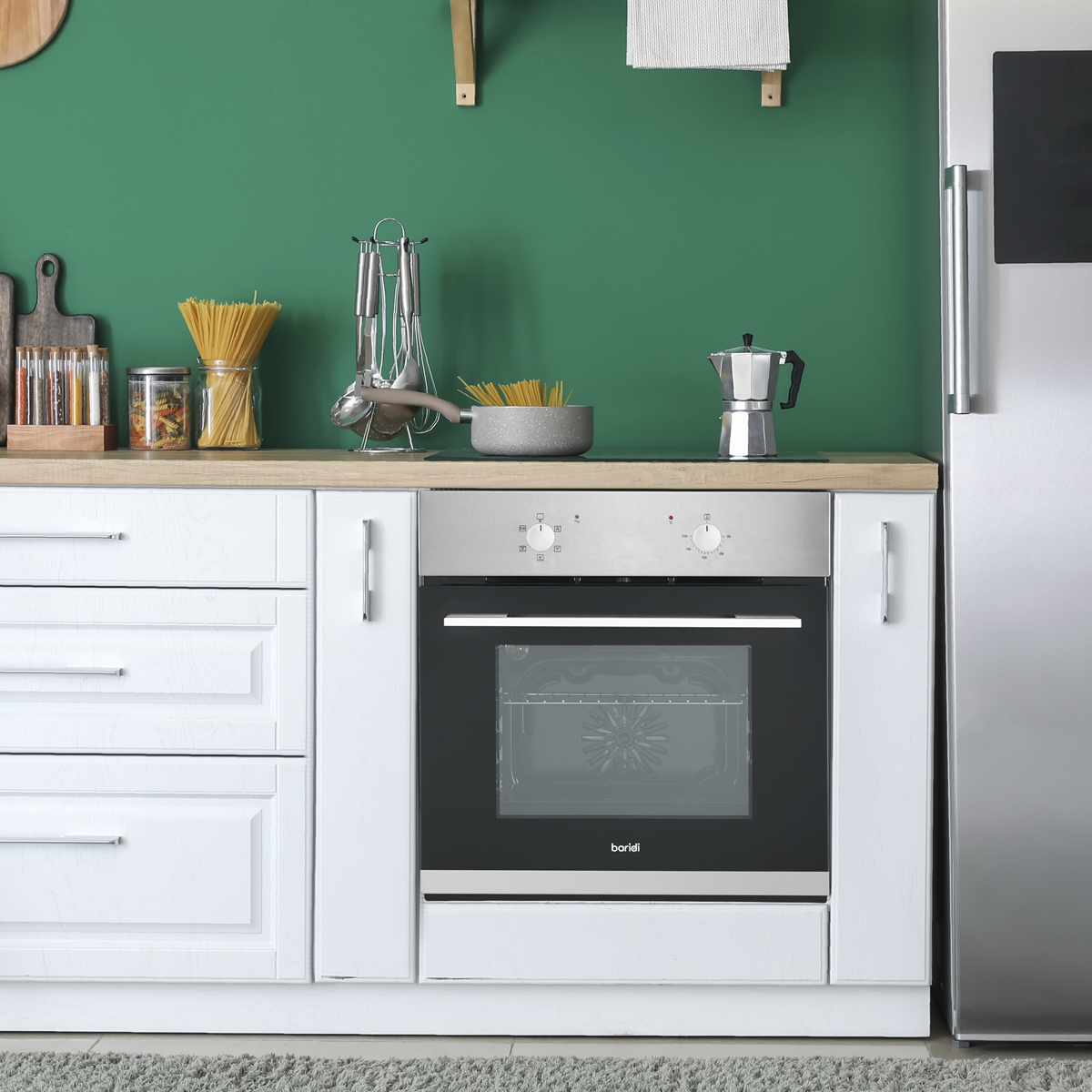 Baridi DH125 Baridi Integrated Fan-Assisted Electric Oven 60cm 55L Capacity - Black/Stainless Steel