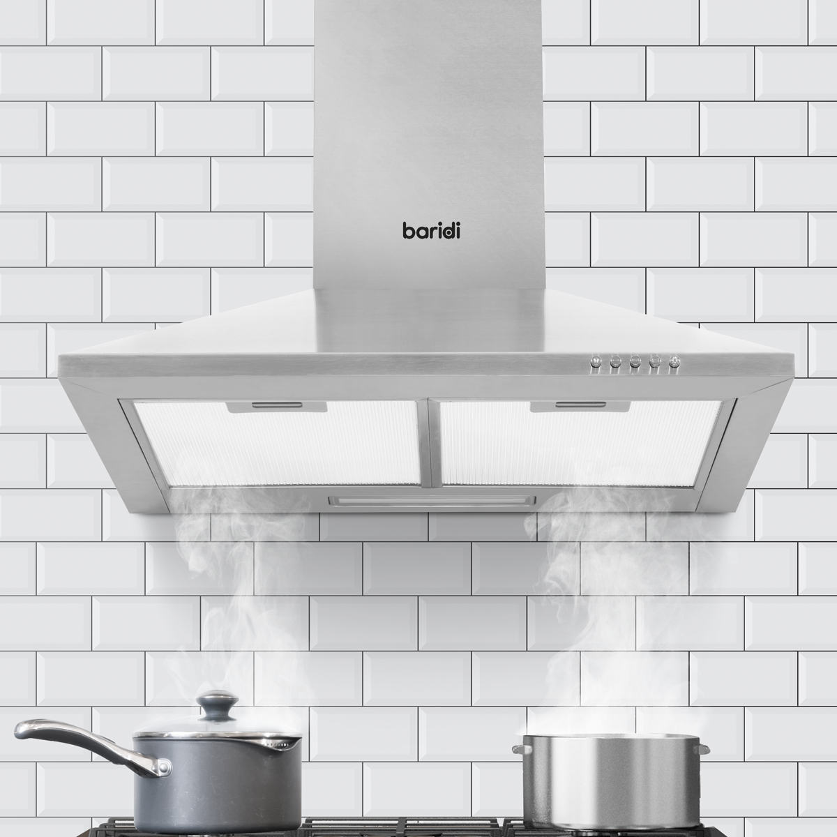 Baridi DH126 Baridi Cooker Hood with Carbon Filters 60cm - Stainless Steel
